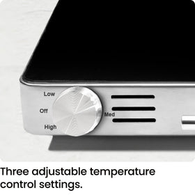 Chefman warming tray cool-touch handles enable safe, easy transport.