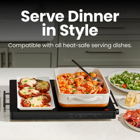 Chefman warming tray safety features and durable construction for everyday use.
