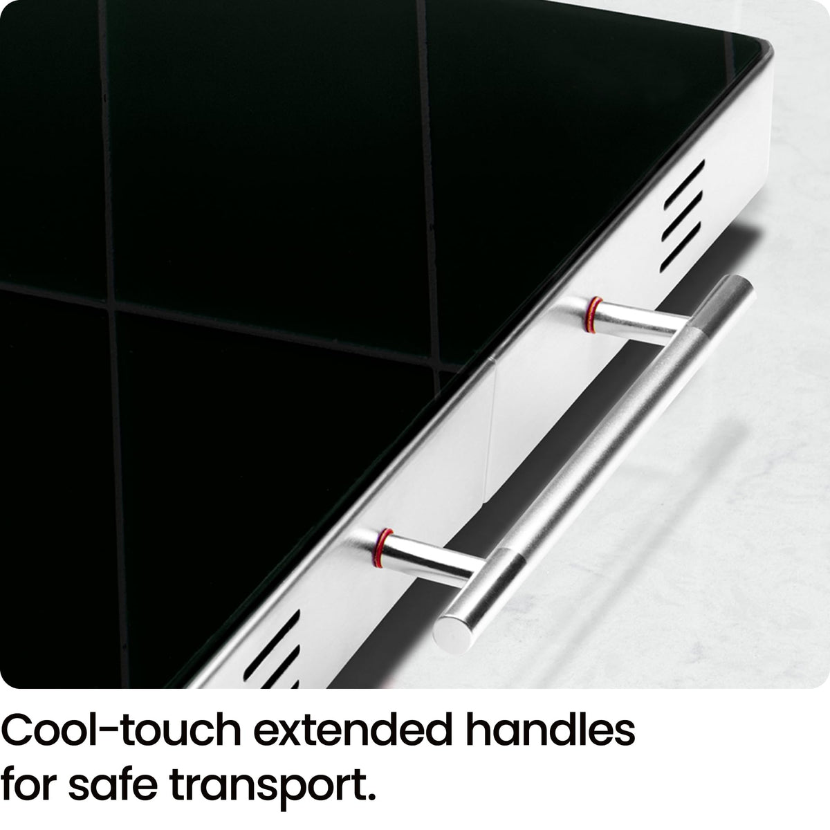 Sleek glass top design from Chefman fits any buffet setup.