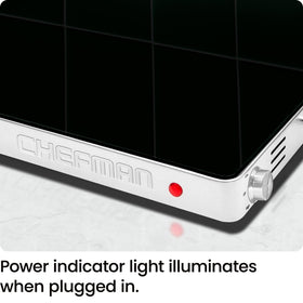Chefman warming tray works with heat-safe cookware for flexibility.