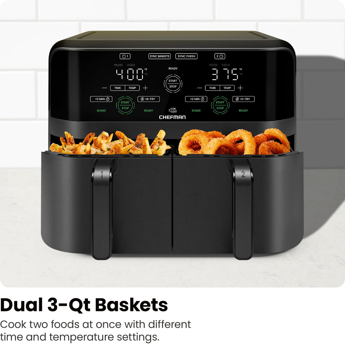 Wide temperature range from 200 to 450°F for versatile cooking