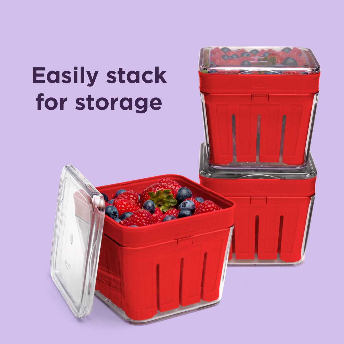 Chef'n Bramble Berry Basket bottom air circulation design keeps fruit fresh