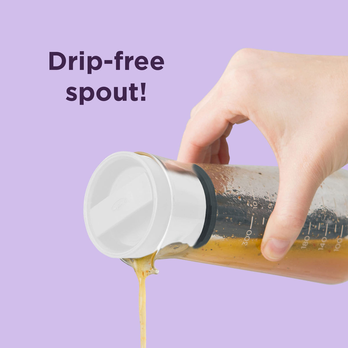 Chef'n Emulstir measurement marks help precise dressing blends.