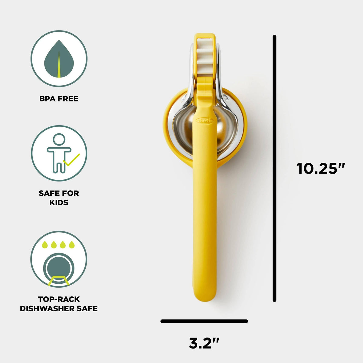 Chef'n FreshForce lemon juicer ergonomic-handles provide a comfortable grip