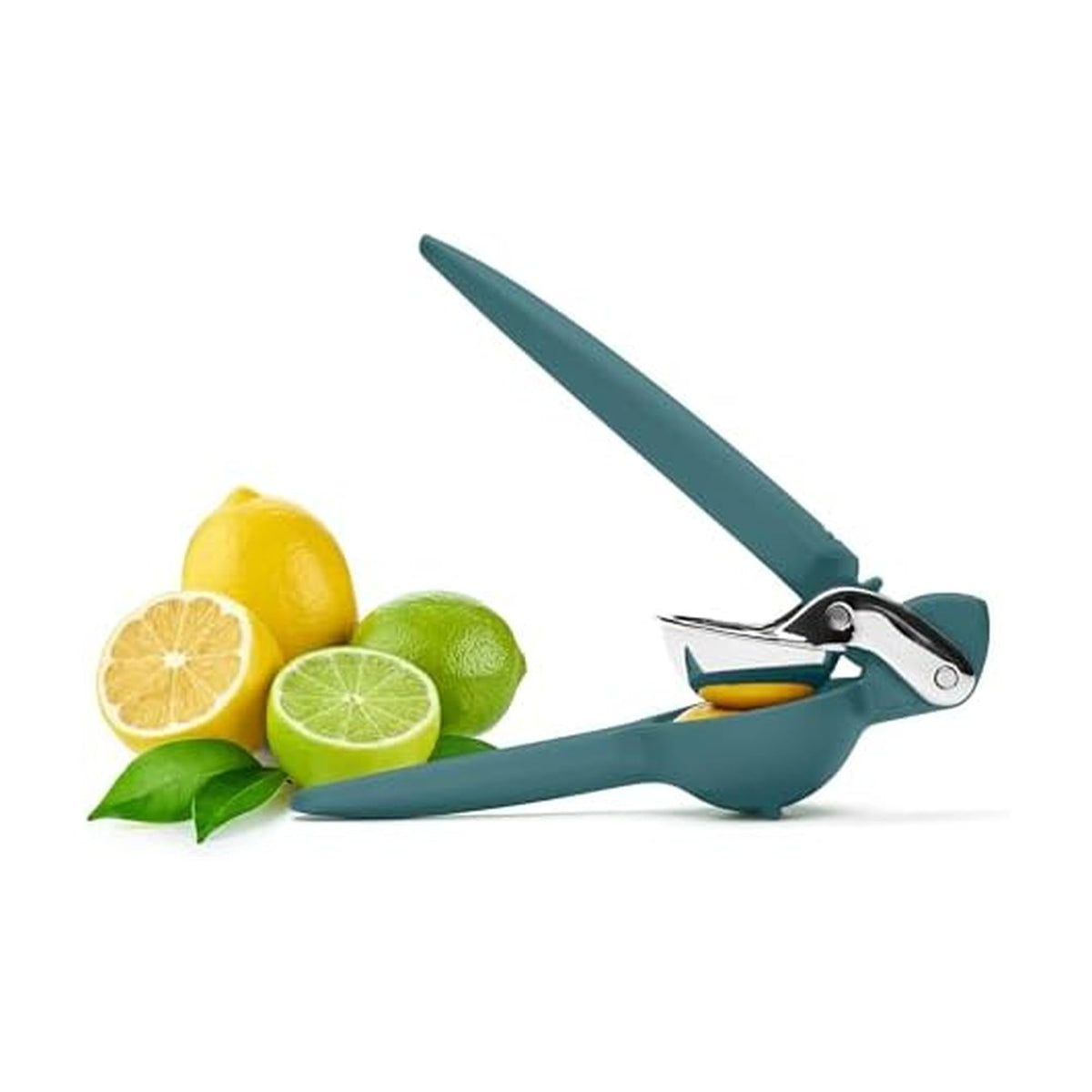 Chef'n FreshForce lemon squeezer in collard green captures fresh juice with dual-gear efficiency.