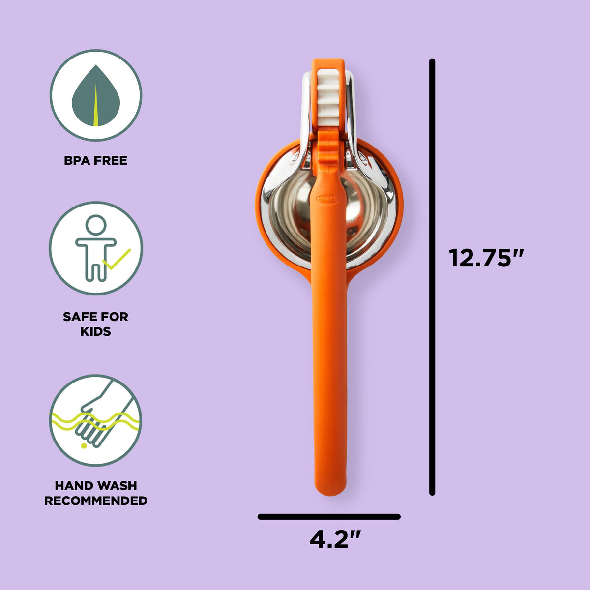 Chef'n Orange Squeezer dual-gear for maximum juice with less effort.