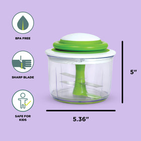 Chef'n VeggiChop twist-lock lid ensures secure, mess-free operation.