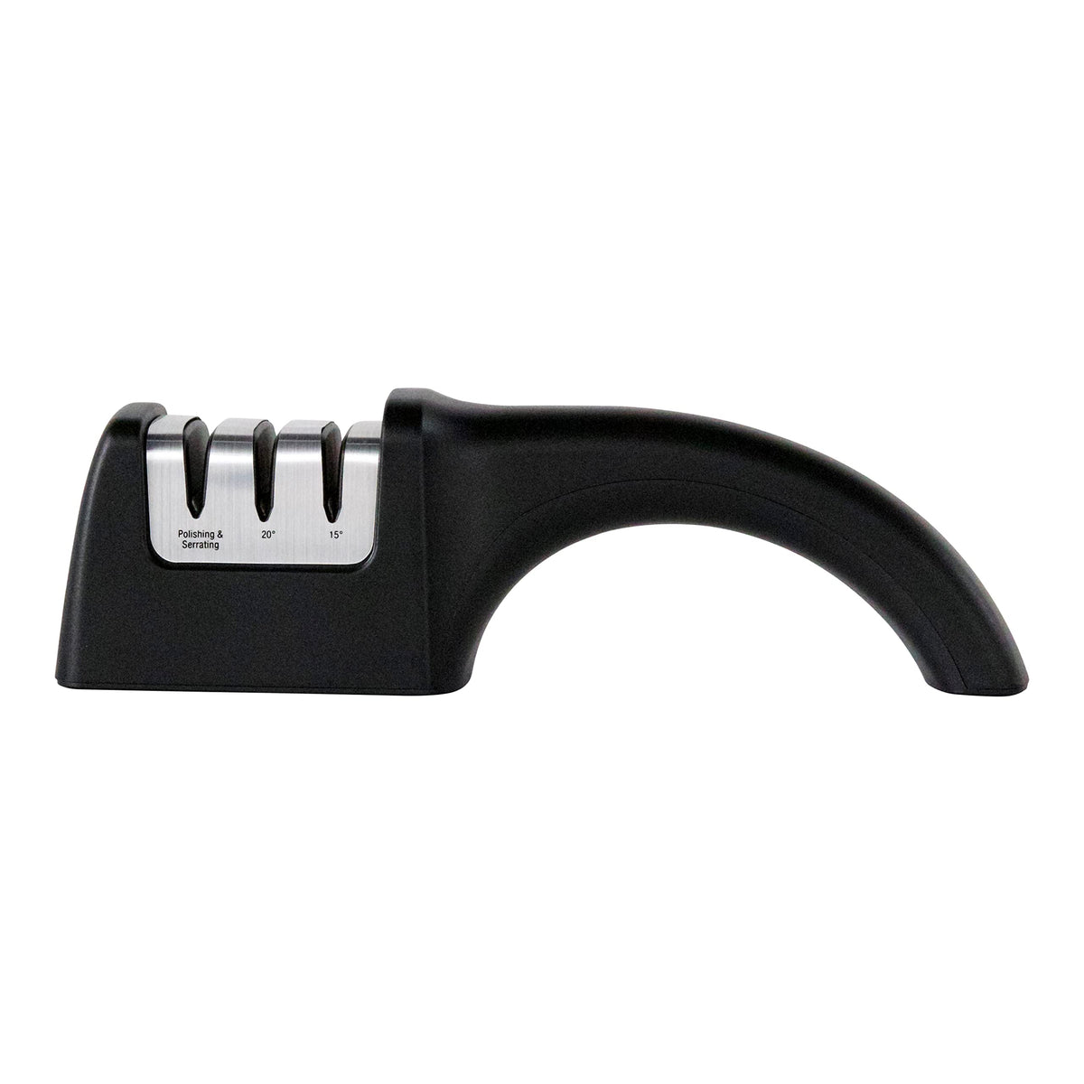 ChefsChoice AngleSelect ergonomic handle supports both hands for ambidextrous use.