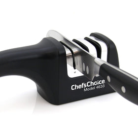 ChefsChoice AngleSelect stage 1 diamond abrasive at work refining the edge.