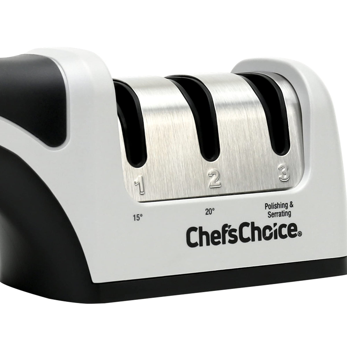 Chef's Choice ProntoPro diamond abrasive wheels sharpen burr-free blades.