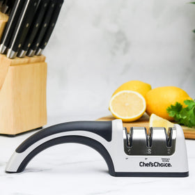 Chef's Choice ProntoPro honing stage polishes edge for smoother cuts.