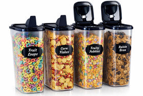 Chef's Path airtight containers stacked for 4L cereal storage.