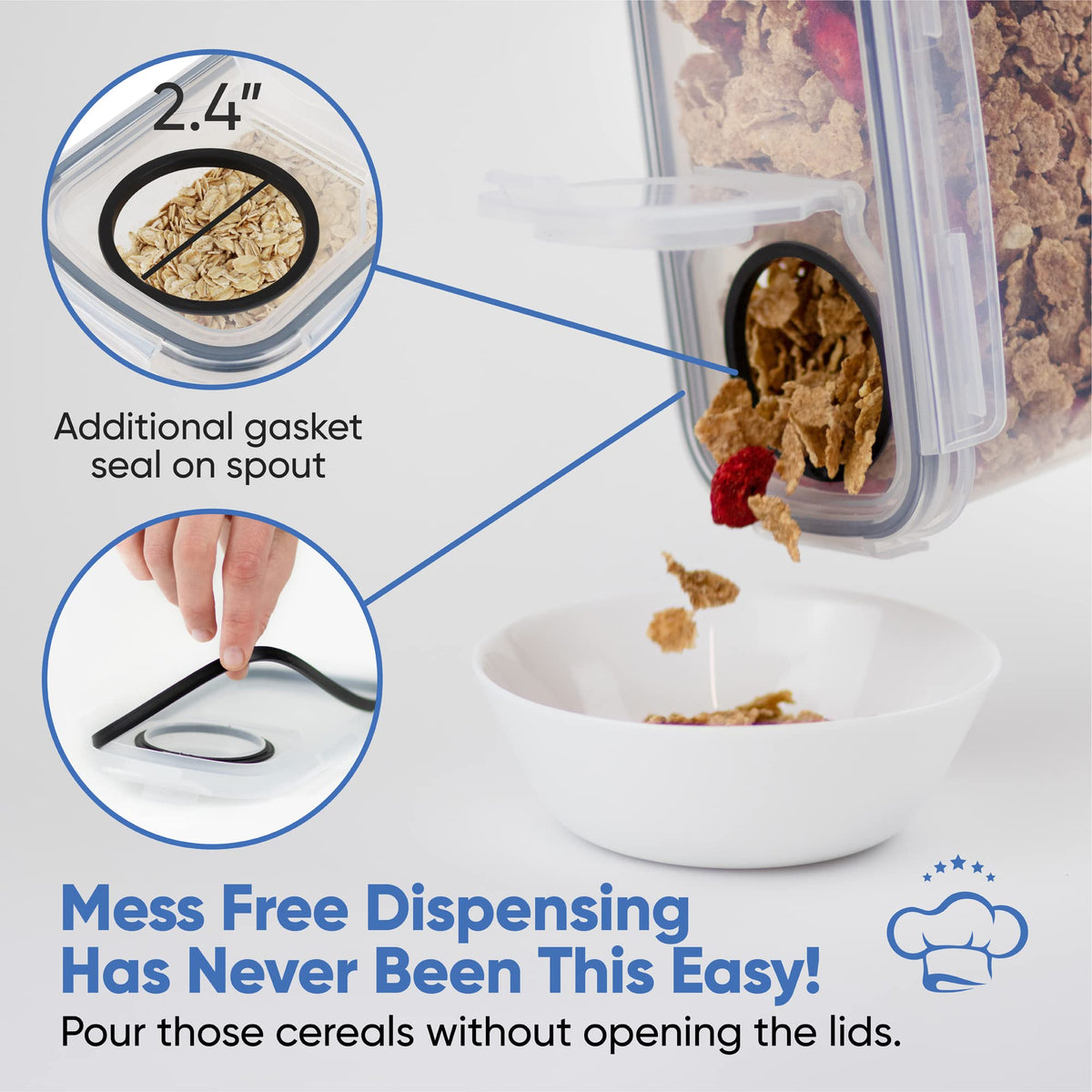 Chef's Path BPA-free dispenser supports organized pantry.