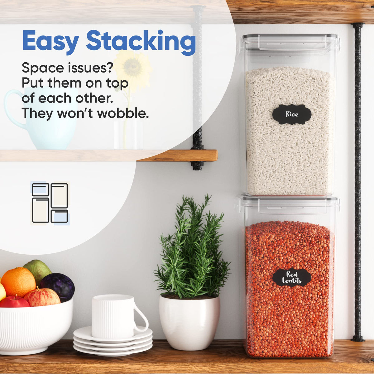 Chef's Path clear stackable design keeps pantry organized.