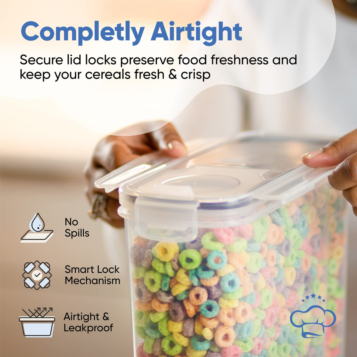 Chef's Path stackable design saves shelf space.