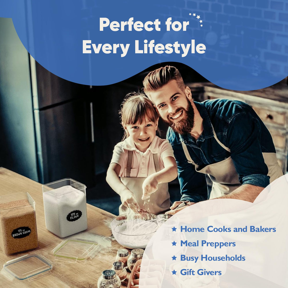 Chef's Path stackable design frees up fridge and pantry space.