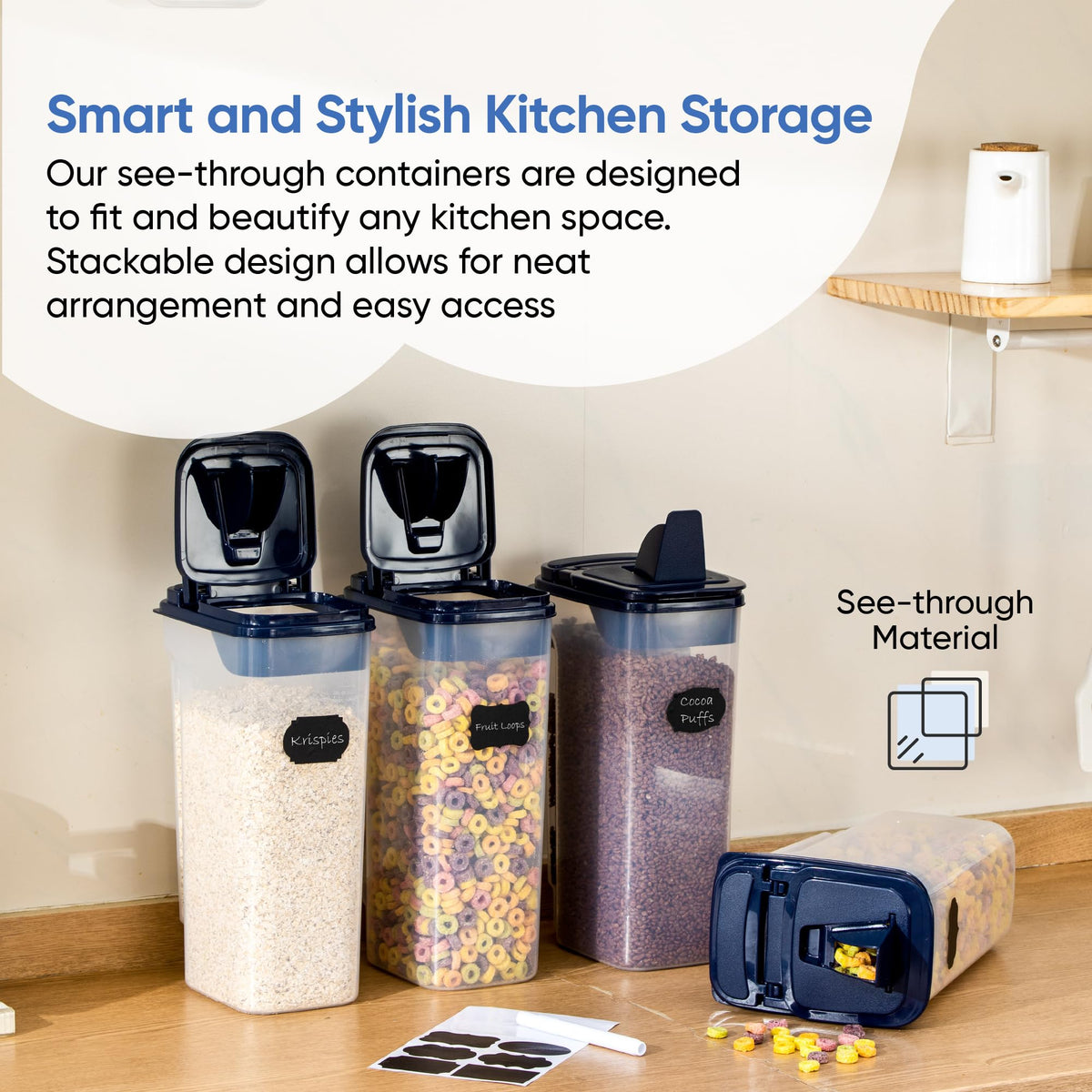 Chef's Path stackable pantry containers save cabinet space.