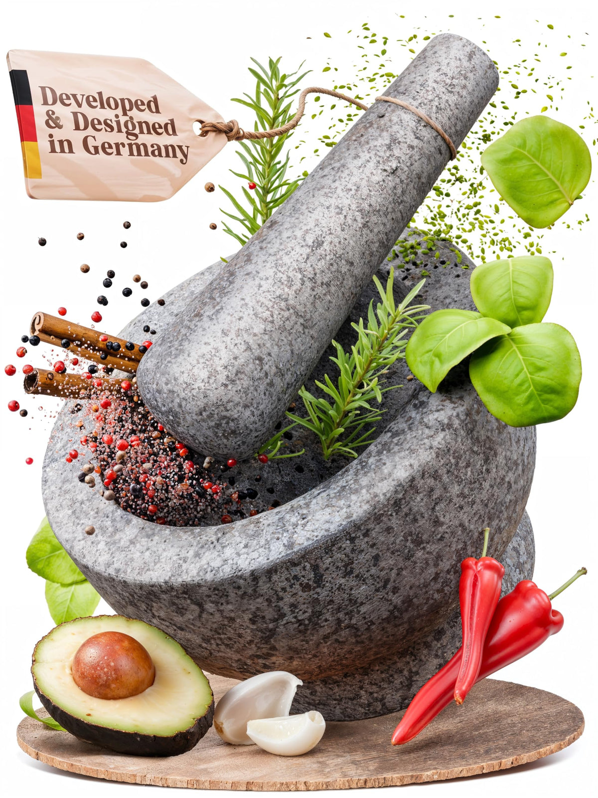 ChefSofi one-and-a-half-cup mortar and pestle set for fresh herb grinding