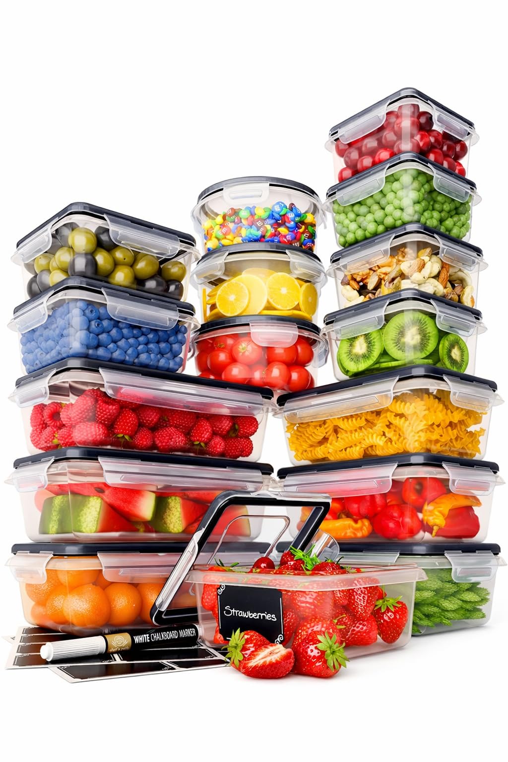 Chef's Path 32-piece airtight set front view demonstrates organized pantry storage.