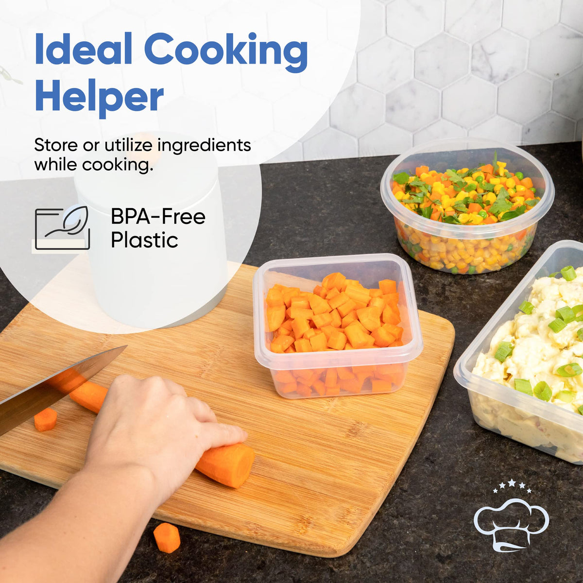 Chef's Path dishwasher-safe plastic for simple cleanup after meals.