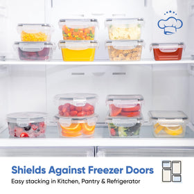 Chef's Path clear containers in fridge for easy visibility and freshness.