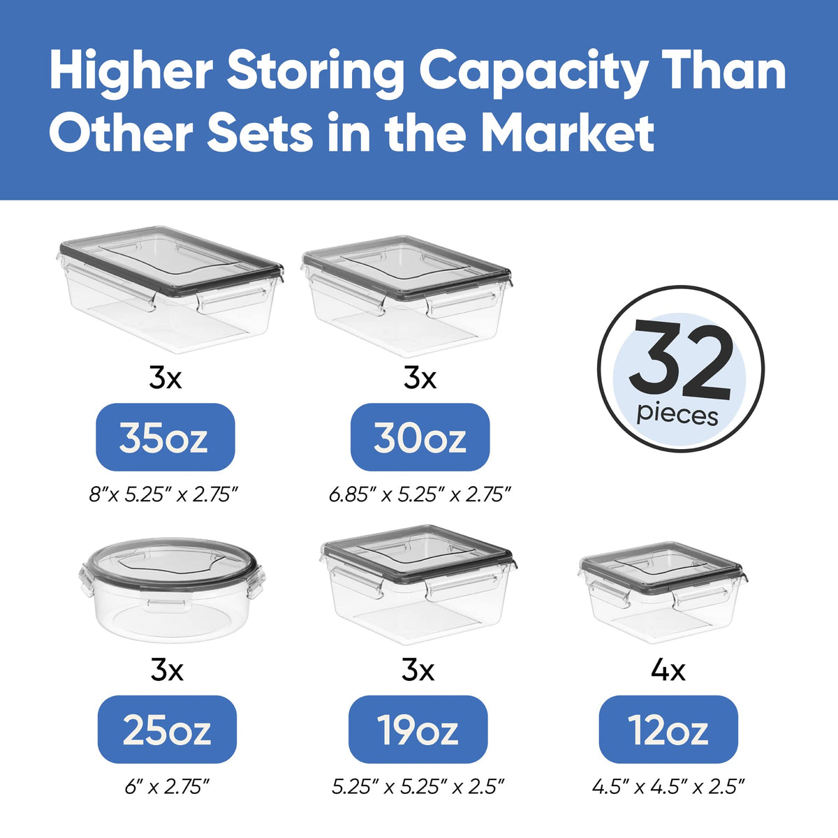 Chef's Path stackable containers with lids save cabinet space and simplify shelving.