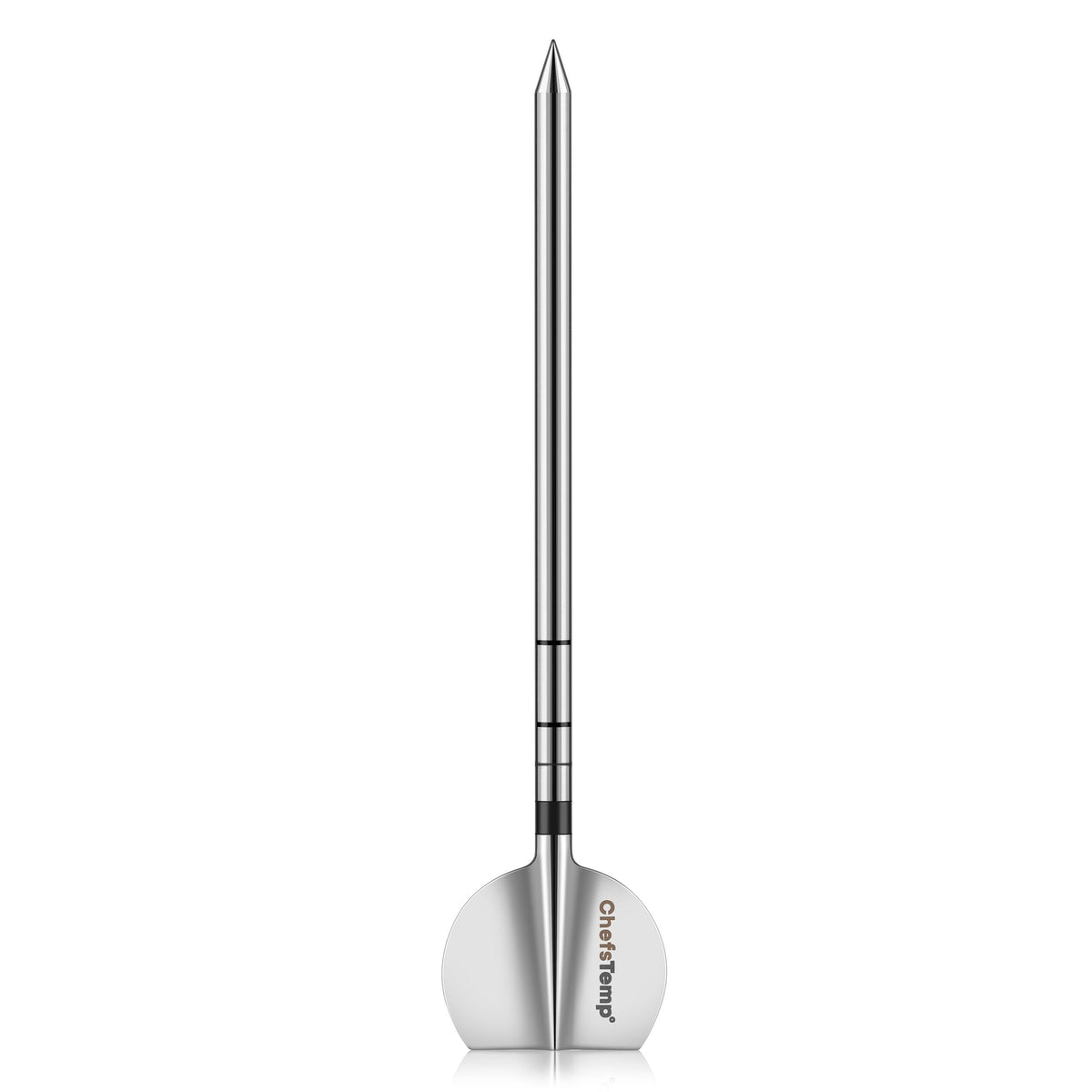 ChefsTemp ProTemp 2nd-Gen needle probe close-up shows ultra-thin tip for minimal food marking