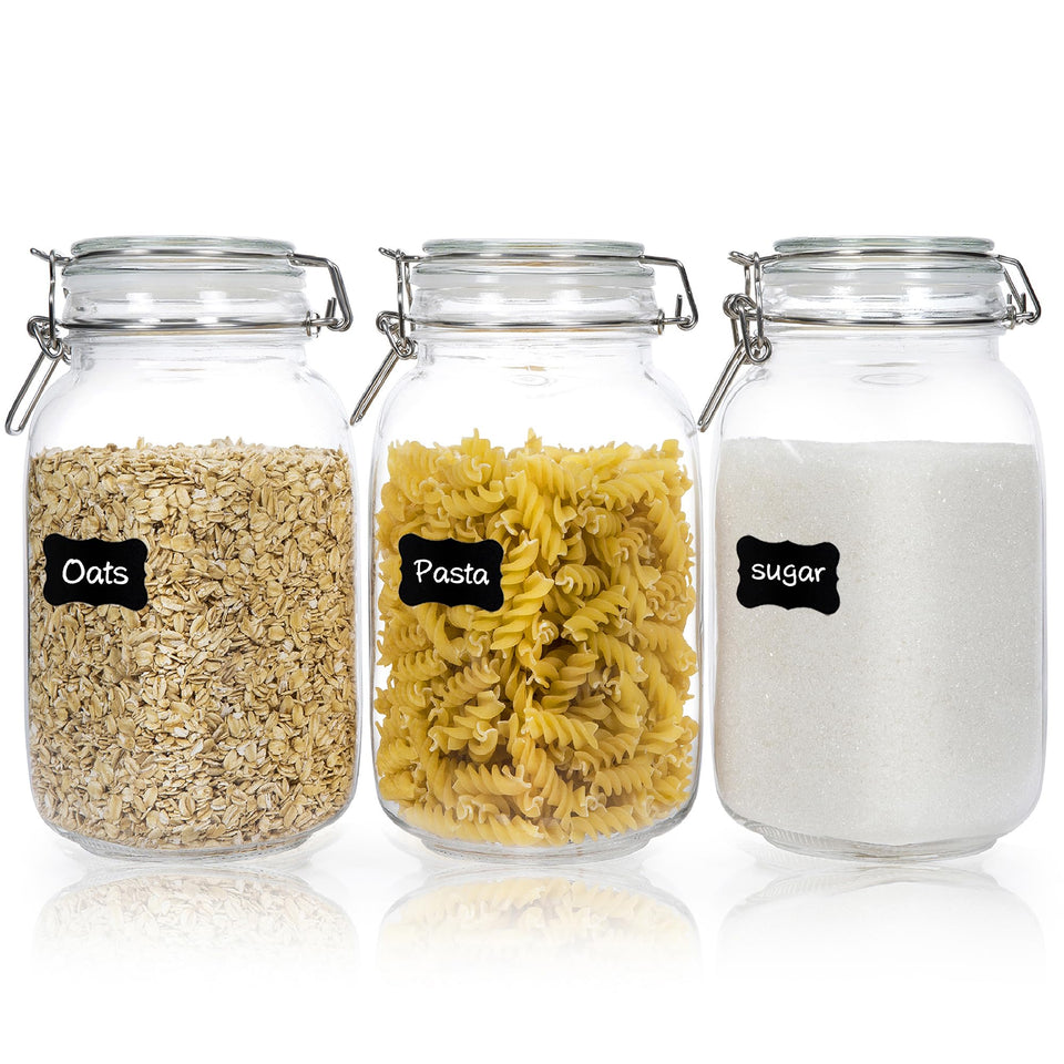 CHEFSTORY 50oz airtight glass jar with lid for pantry organization and freshness.