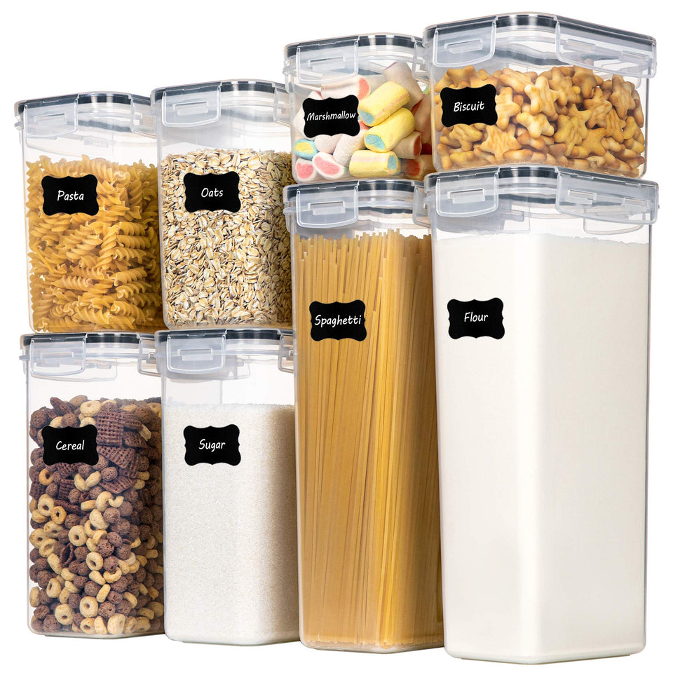 CHEFSTORY airtight-containers varied-sizes for organized storage of dry staples and snacks.
