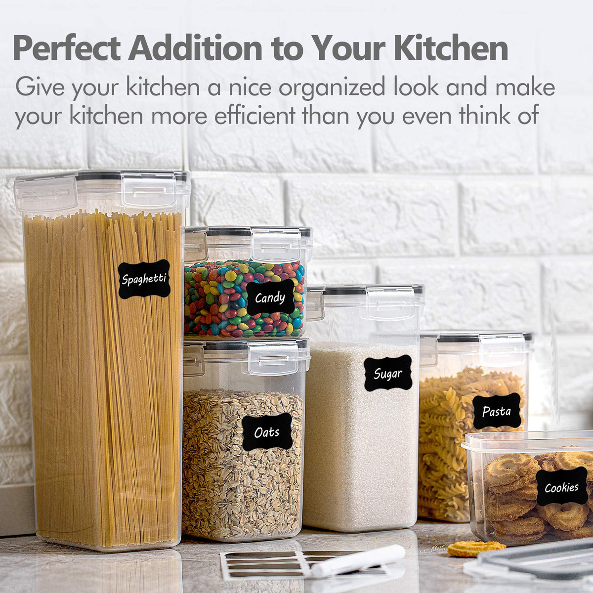 CHEFSTORY lids with silicone gasket seal freshness.