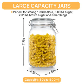 CHEFSTORY square glass jar with wide opening for easy filling and retrieval.