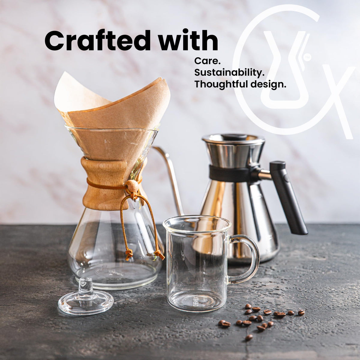 Chemex 5oz cup measurement ensures consistent brew strength.
