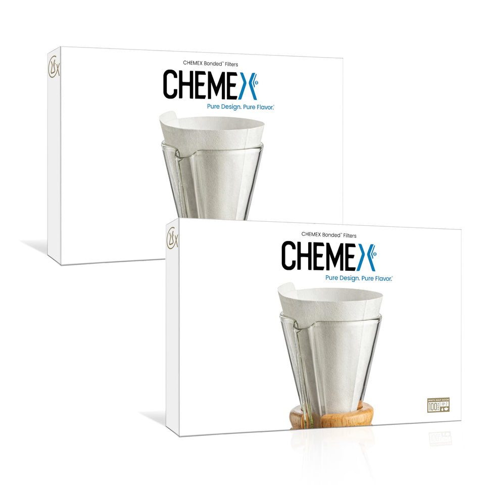 Chemex Half Moon filter 100ct in exclusive packaging for gifting or stocking up.