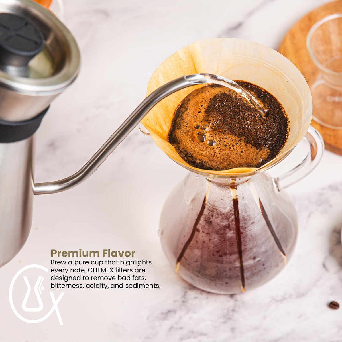 Chemex CM-1 series fit ensures secure, leak-free brewing.