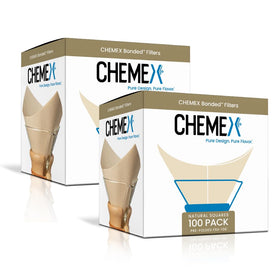 Chemex bonded filter natural square 100-count bundle promotes uniform extraction for a clean cup.