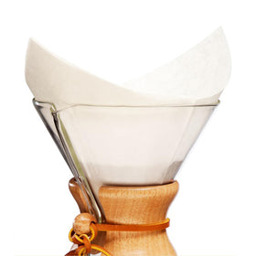 Chemex bonded filter square shows even extraction for cleaner coffee flavor