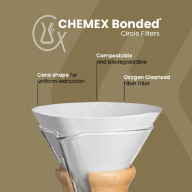 Chemex bonded filter structure close-up highlights consistent filtration.