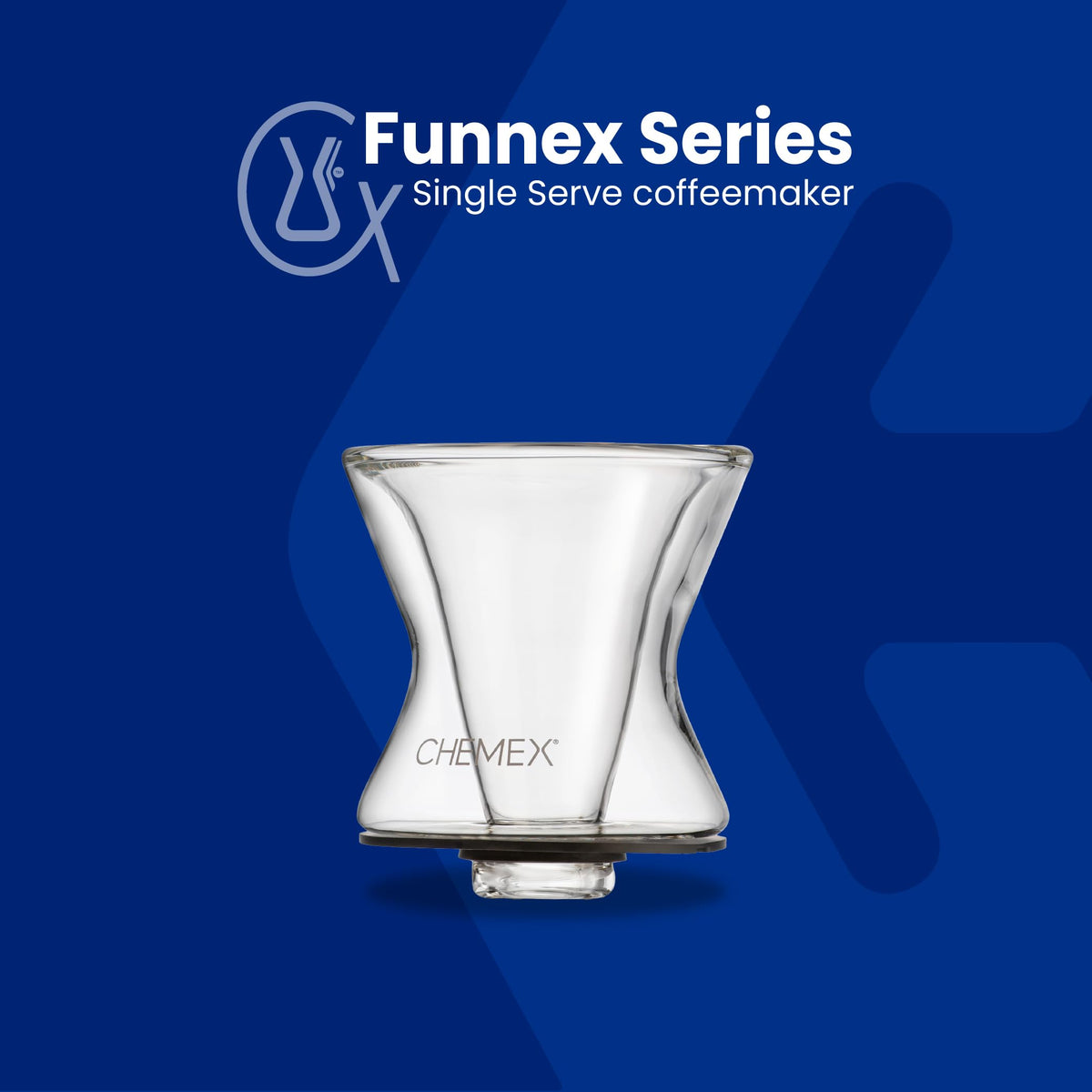 Chemex Funnex in setup image demonstrating manual pour compatibility with Chemex brewers for consistent extraction