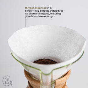 Chemex oxygen-cleansed filter material promotes fresh-tasting coffee.