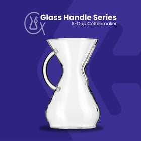 Chemex 8-cup pour-over with handle close-up emphasizes comfortable grip.