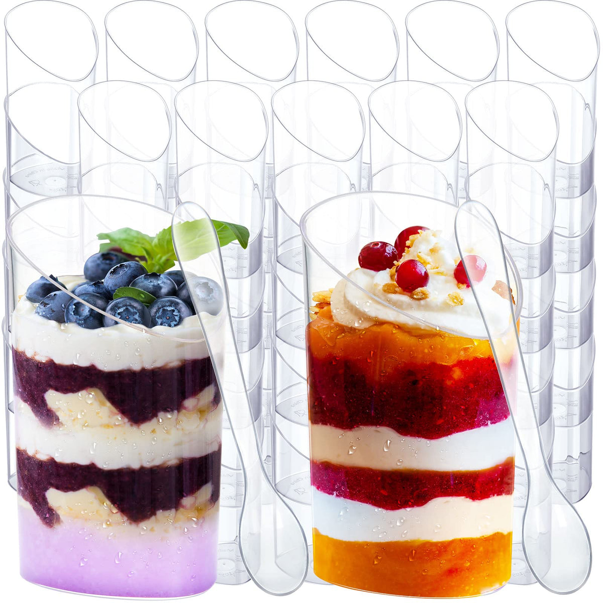CHENGU 100-pack mini dessert cups for tastings and party servings.