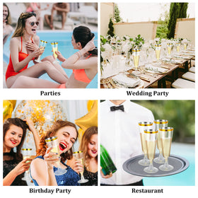 CHENGU champagne flutes closeup crystal highlights clear plastic elegance.