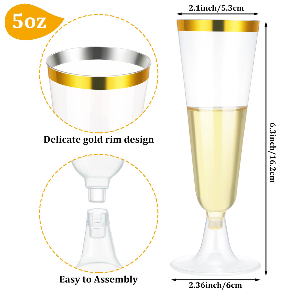 CHENGU champagne flutes stackable packaging saves space during storage.