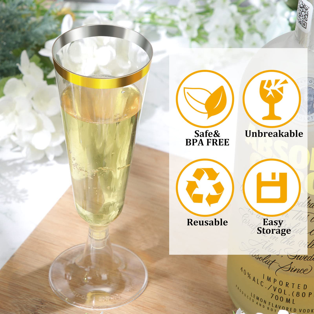 CHENGU champagne flutes wedding table setup adds crystal clear style.