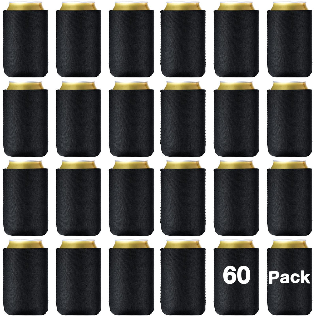 CHENGU 60-pack blank can cooler sleeves in vibrant colors for easy drink identification