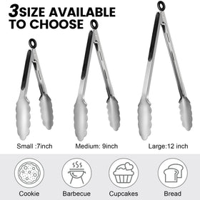 CHENGU 7-inch tongs with thumb grip for precise flipping.