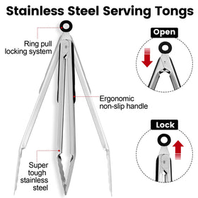 CHENGU 9-inch grilling tongs ideal for controlled turning.