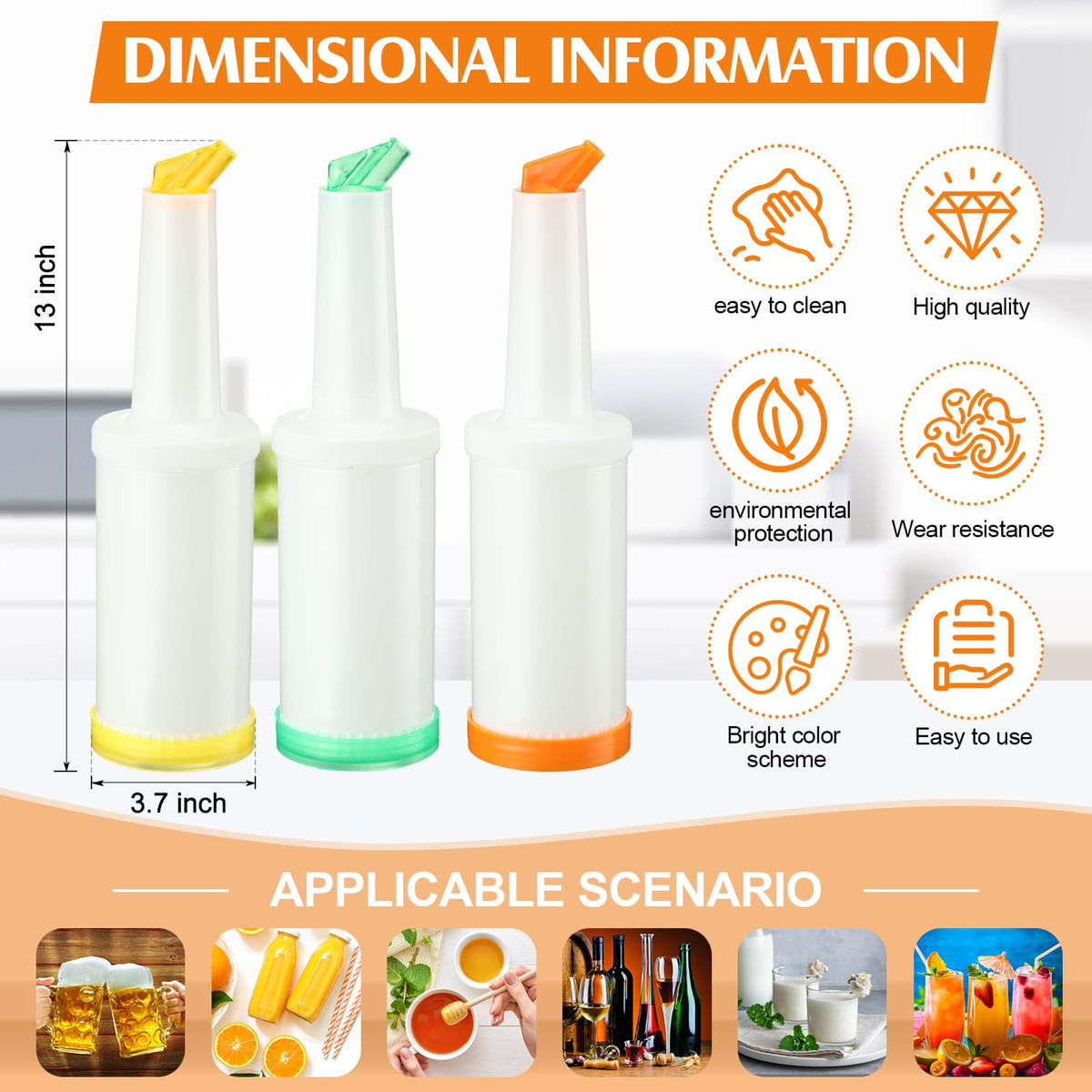CHENGU yellow 34 oz bar pour bottle for fast, color-coded service.