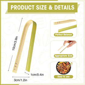 CHENGU disposable bamboo toaster tongs 4 inch ideal for buffet and snacks.