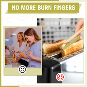 CHENGU mini wooden tongs closeup showing smooth finish and sturdy feel.